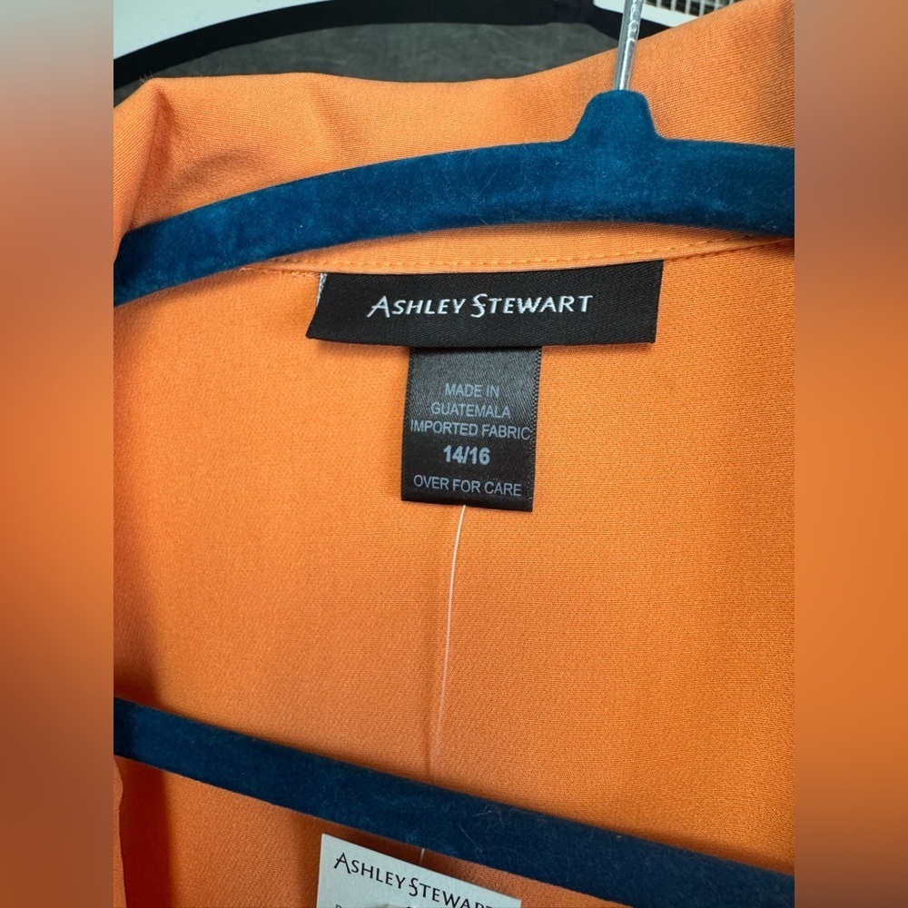 Ashley Stewart Orange Sherbet Sleeveless Tunic Vest 14/16 NWT One Button - Picture 6 of 8